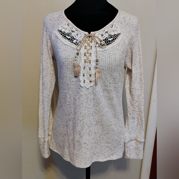 Vintage America Cream‎ Tie Front Blouse with Bib Collar - Picture 1 of 6